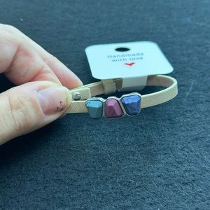 Shimmery Cream Leather Bracelet